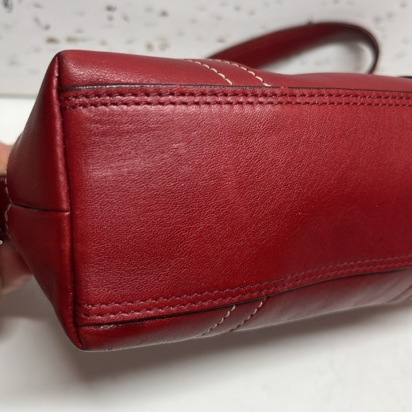 Coach 8A64 Hampton Mini Baguette Vintage Handbag Red Leather - Picture 5 of 10